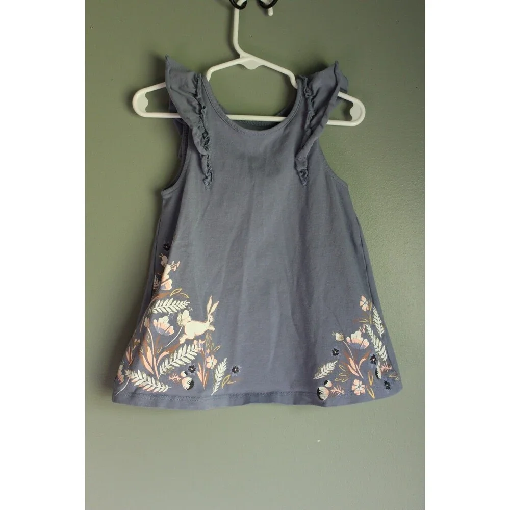 Cynthia Rowley Toddler Tank Tunic  4T Blue Rabbit Floral Size 4T